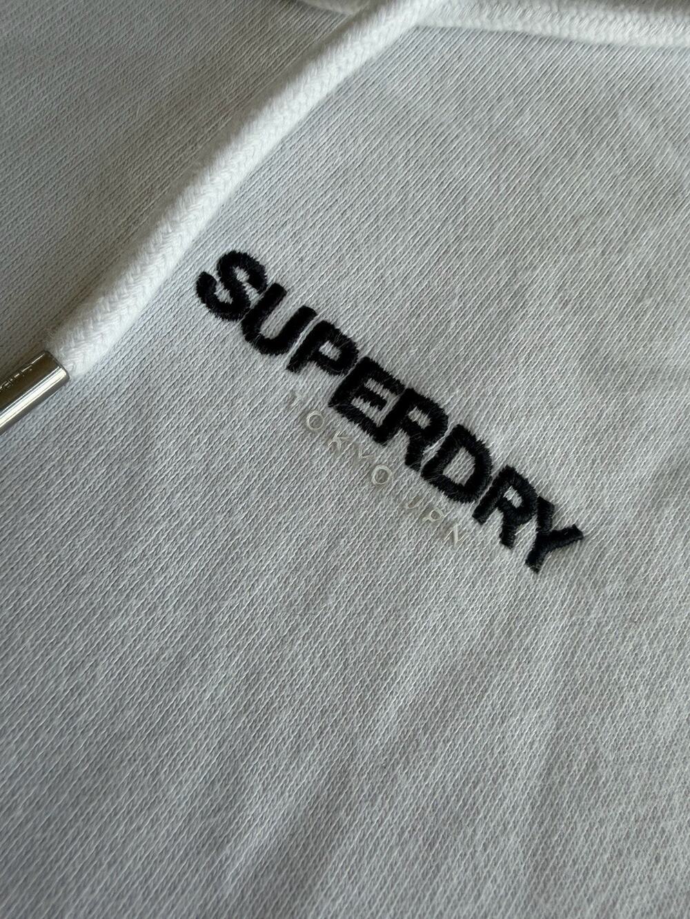 Superdry Sportstyle Hoodie Men’s Large white Blue Pullover Hooded Sweatshirt
